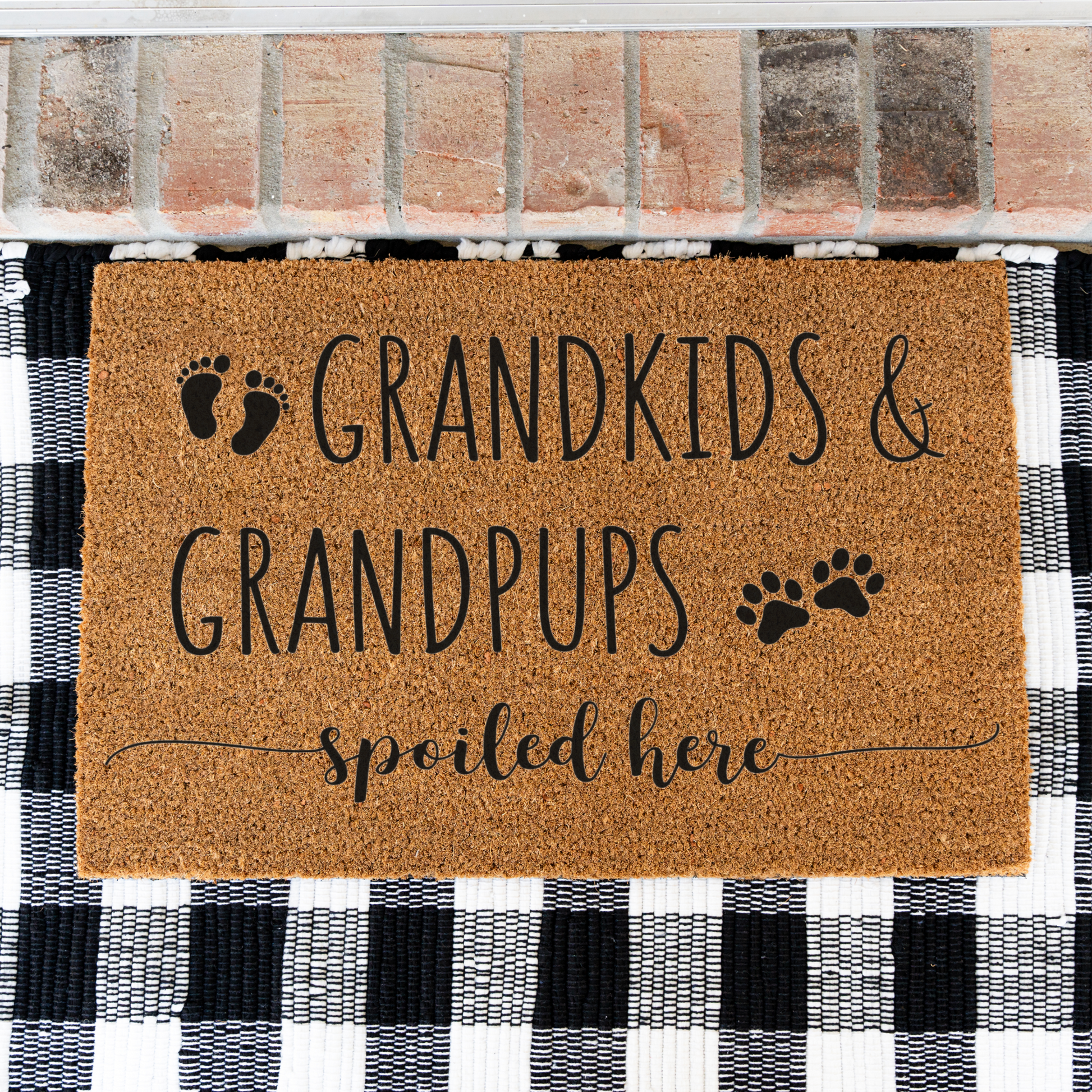 Grandkids Grandpups Spoiled Here Doormat, Perfect Gift for Pet Lovers and Grandparents, Dog Doormat