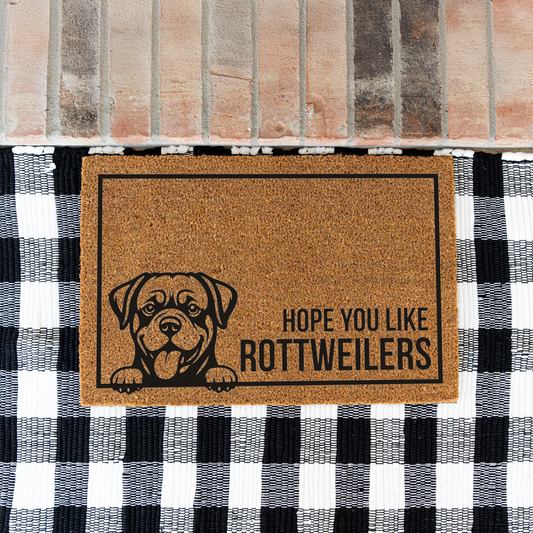 Rottweiler Doormat, Hope You Like Rottweilers Welcome Mat, Funny Rottie Doormat, Rottweiler Gift, Dog Lover Welcome Mat, Rottie Decor