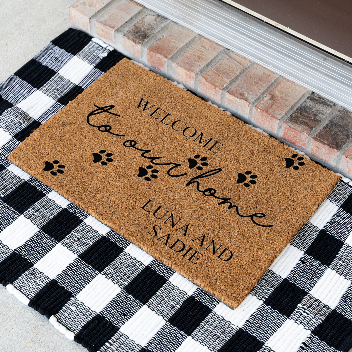 Personalized Pet Doormat, Welcome to Our Home Custom Pet Name Mat, Paw Print Door Mat, Dog Cat Lover Gift, Personalized Housewarming Decor