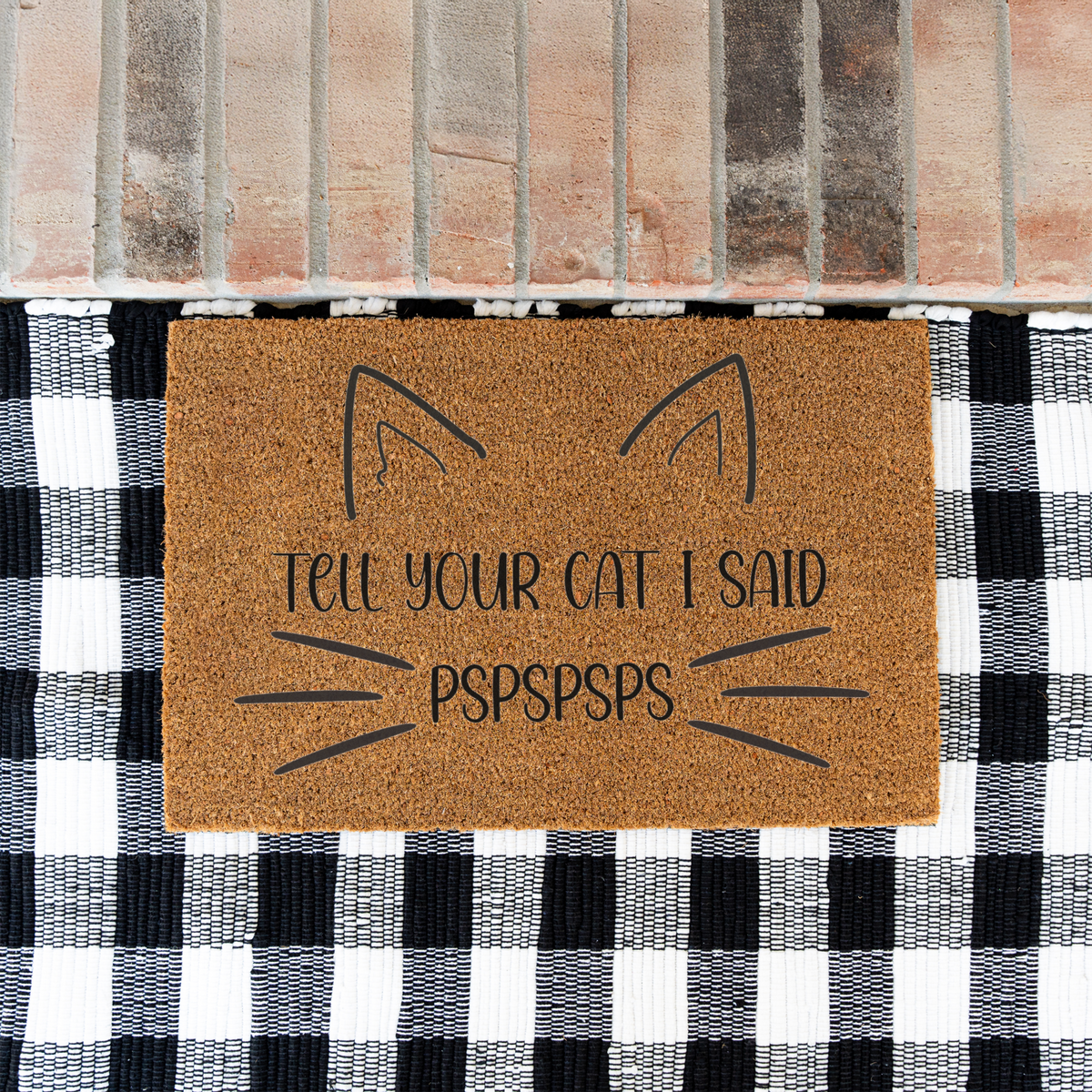 Funny Cat Doormat, Tell Your Cat I Said Pspspsps Welcome Mat, Cat Lover Gift, Cat Owner Door Mat, Cute Feline Front Door Housewarming Decor