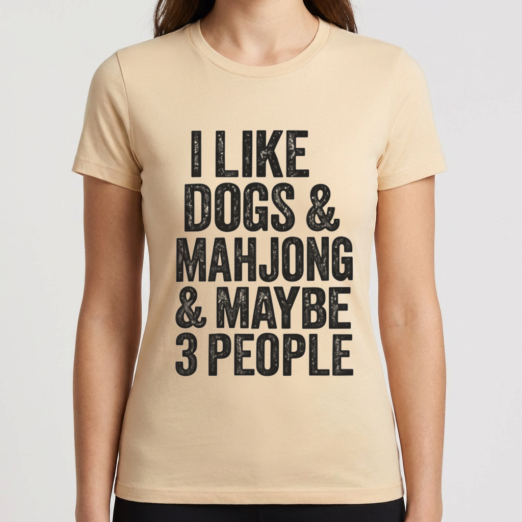 Funny Mahjong Shirt, I Like Dogs and Mahjong T Shirt, Mahjong Lover Gift, Dog Lover Tee, Mah Jong Shirt, Funny Game Night Gift for Women