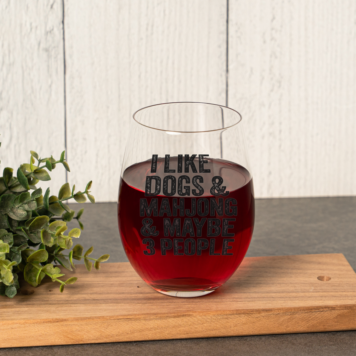 Funny Mahjong Wine Glass, I Like Dogs and Mahjong Glass, Mahjong Lover Gift, Dog Lover Gift, Game Night Glass, Funny Stemless Wine Glass