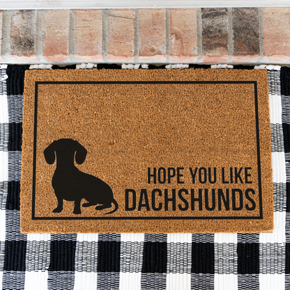 Dachshund Doormat, Hope You Like Dachshunds Welcome Mat, Funny Wiener Dog Doormat, Doxie Gift, Dachshund Lover Home Decor