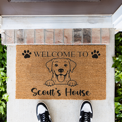 Personalized Labrador Doormat, Custom Lab Welcome Mat, Dog Name Door Mat, Labrador Retriever Gift, Dog Lover Housewarming Front Door Decor