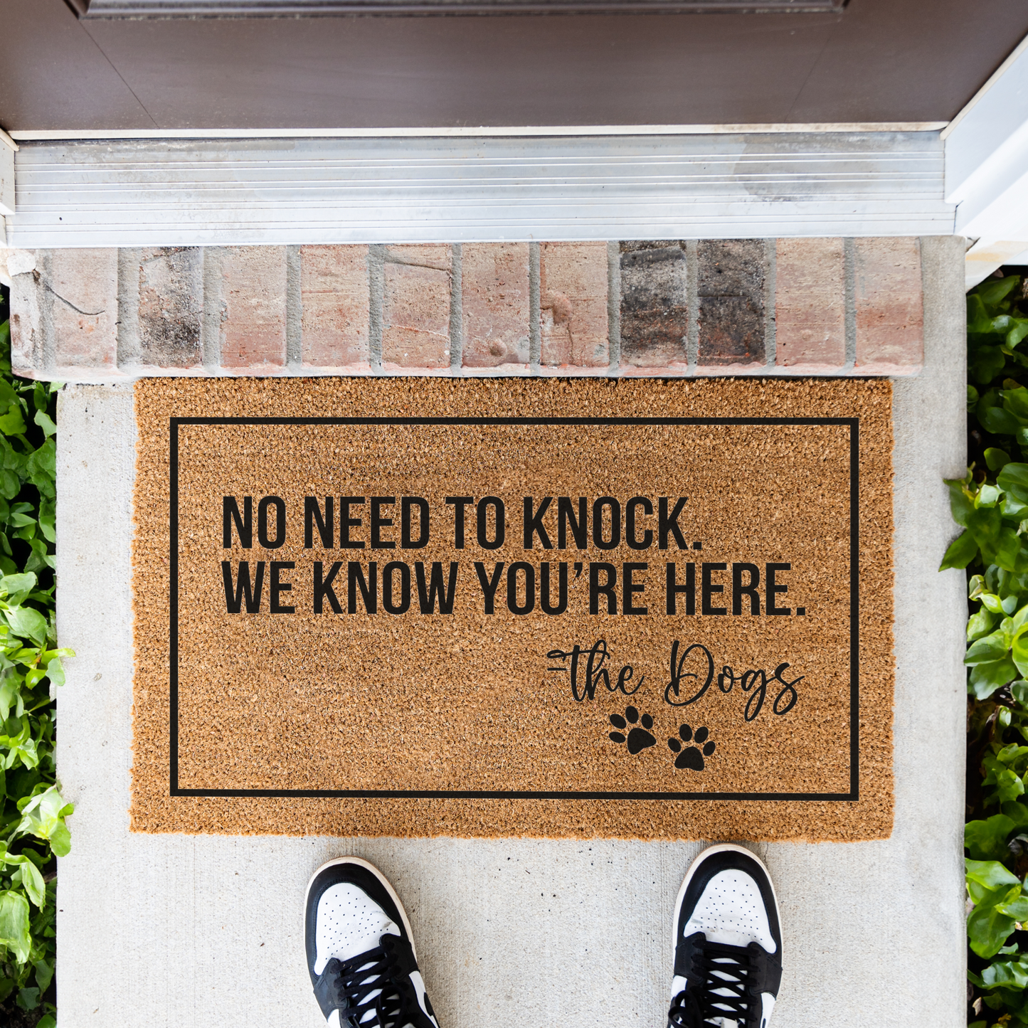 No Need To Knock We Know You're Here -The Dogs Doormat, Funny Dog Welcome Doormat, Funny Dog Mat, Durable Coir Entryway Rug