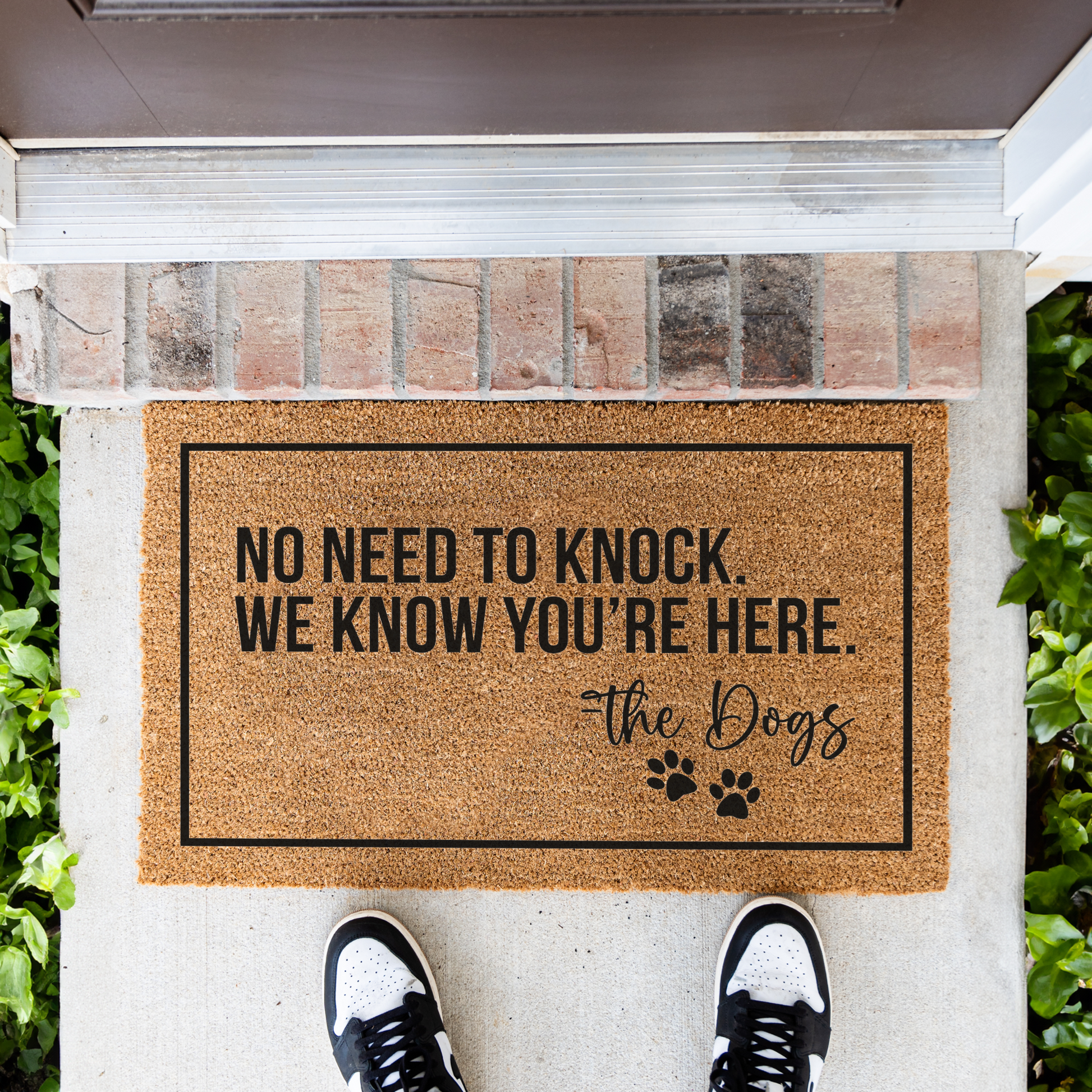 No Need To Knock We Know You're Here -The Dogs Doormat, Funny Dog Welcome Doormat, Funny Dog Mat, Durable Coir Entryway Rug