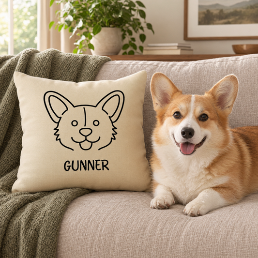Line Art Dog Personalized Pillow Case