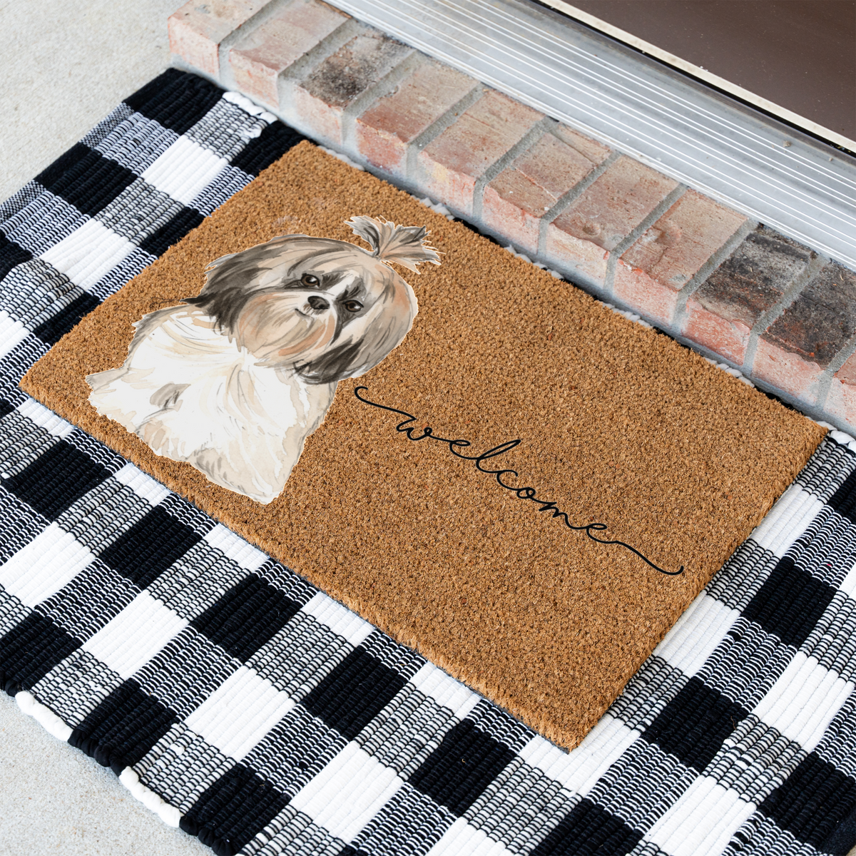 Watercolor Shih Tzu Welcome Mat
