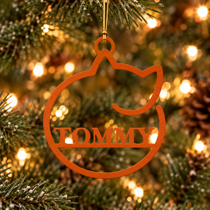 Custom Cat Name Metal Christmas Ornament