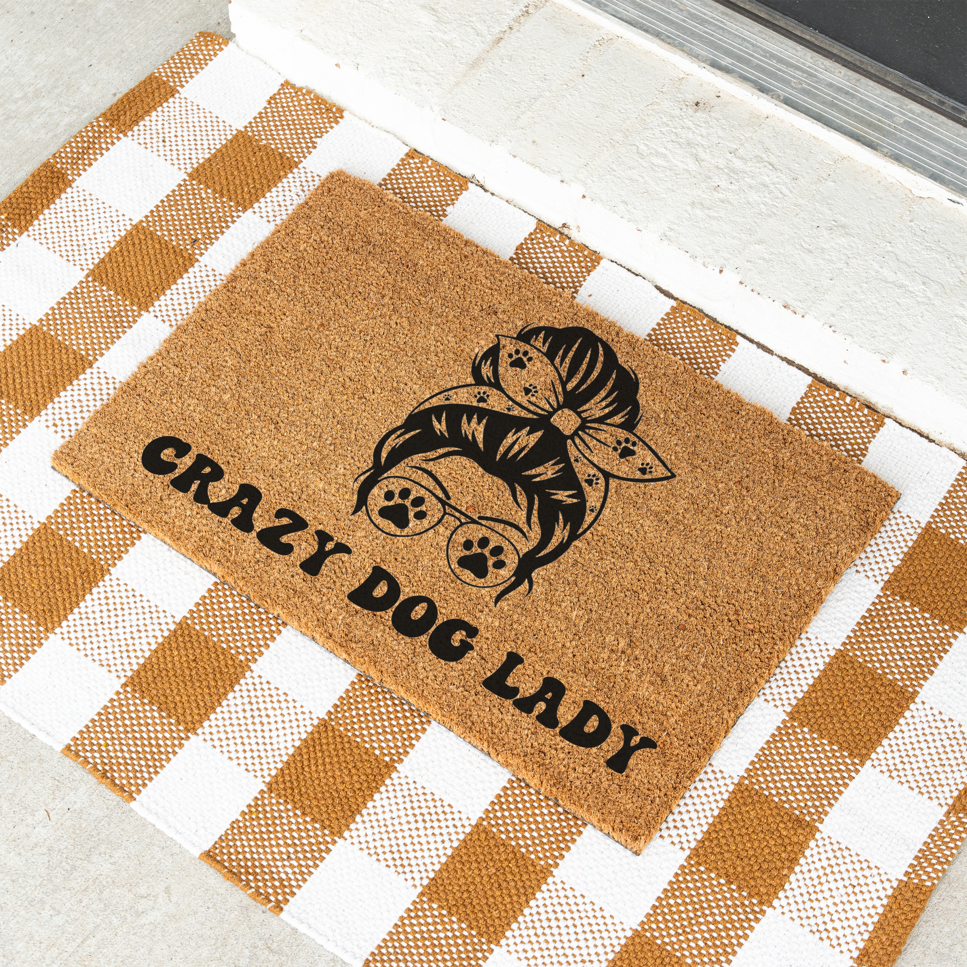 Crazy Dog Lady Doormat | Funny Dog Lover Welcome Mat | Dog Mom Front Door Mat | Pet Lover Housewarming Gift | Outdoor Entry Rug