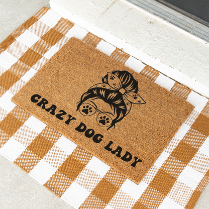 Crazy Dog Lady Doormat | Funny Dog Lover Welcome Mat | Dog Mom Front Door Mat | Pet Lover Housewarming Gift | Outdoor Entry Rug