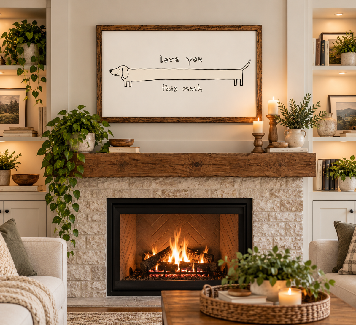 Love You This Much Dachshund Framed Sign
