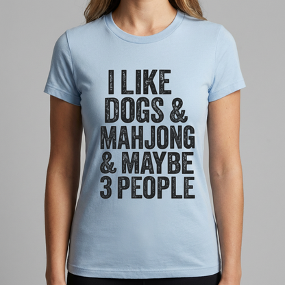 Funny Mahjong Shirt, I Like Dogs and Mahjong T Shirt, Mahjong Lover Gift, Dog Lover Tee, Mah Jong Shirt, Funny Game Night Gift for Women