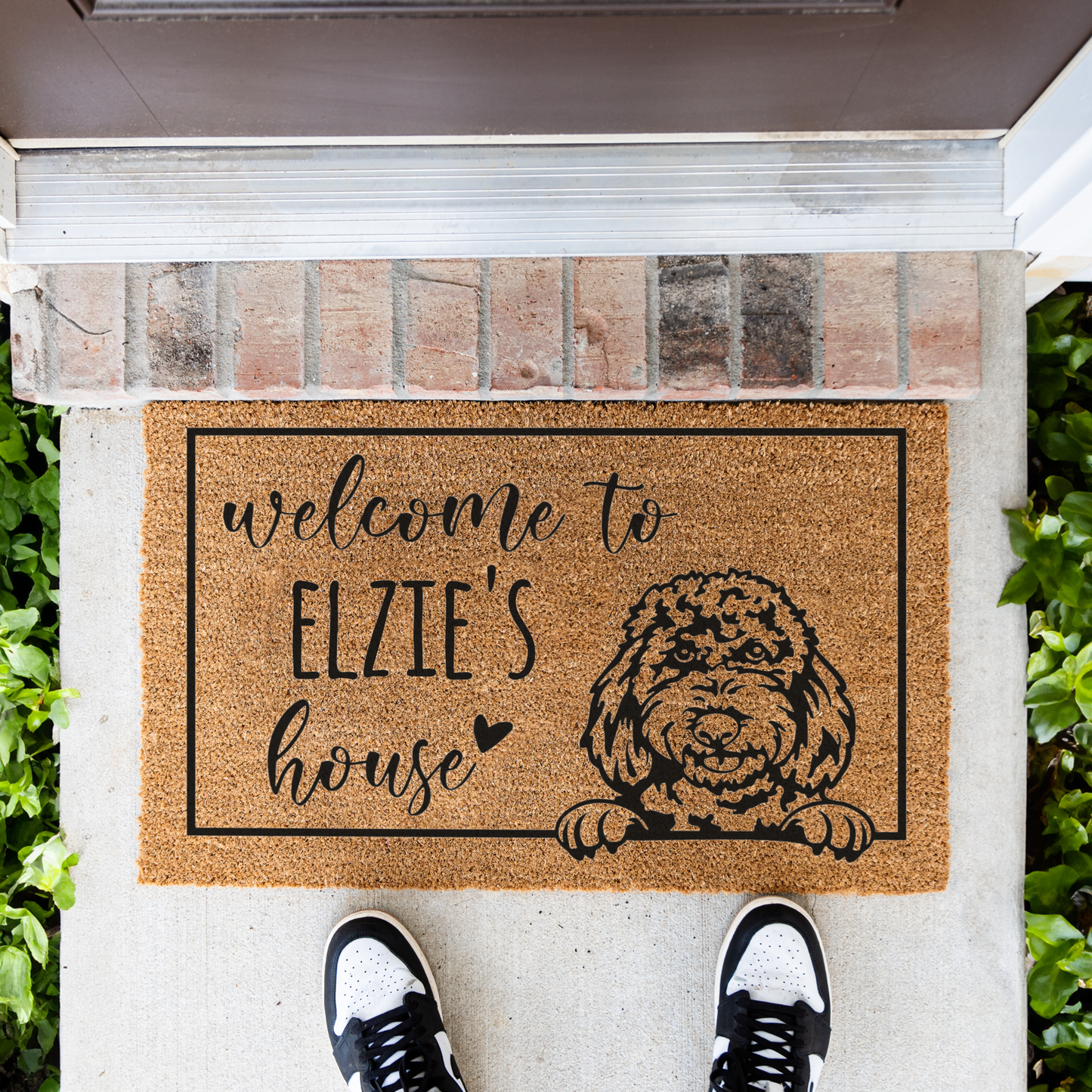 Personalized Doodle Welcome Doormat, Funny Welcome Mat, Outdoor Front Door Decor, Dog Doormat Funny, Custom Doormat