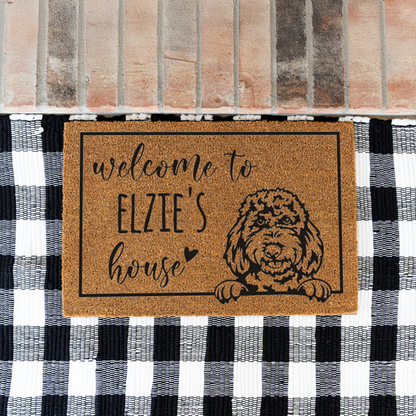 Personalized Doodle Welcome Doormat, Funny Welcome Mat, Outdoor Front Door Decor, Dog Doormat Funny, Custom Doormat