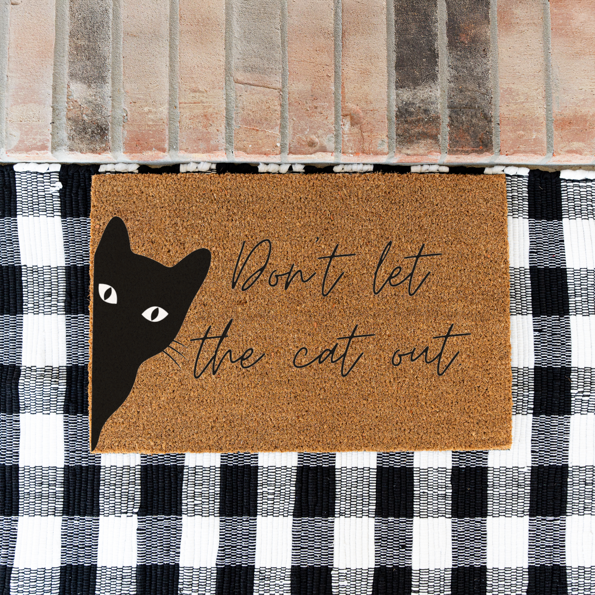 Funny Cat Doormat, Don’t Let the Cat Out Welcome Mat, Black Cat Door Mat, Cat Lover Gift, Funny Front Door Decor, Pet Owner Housewarming