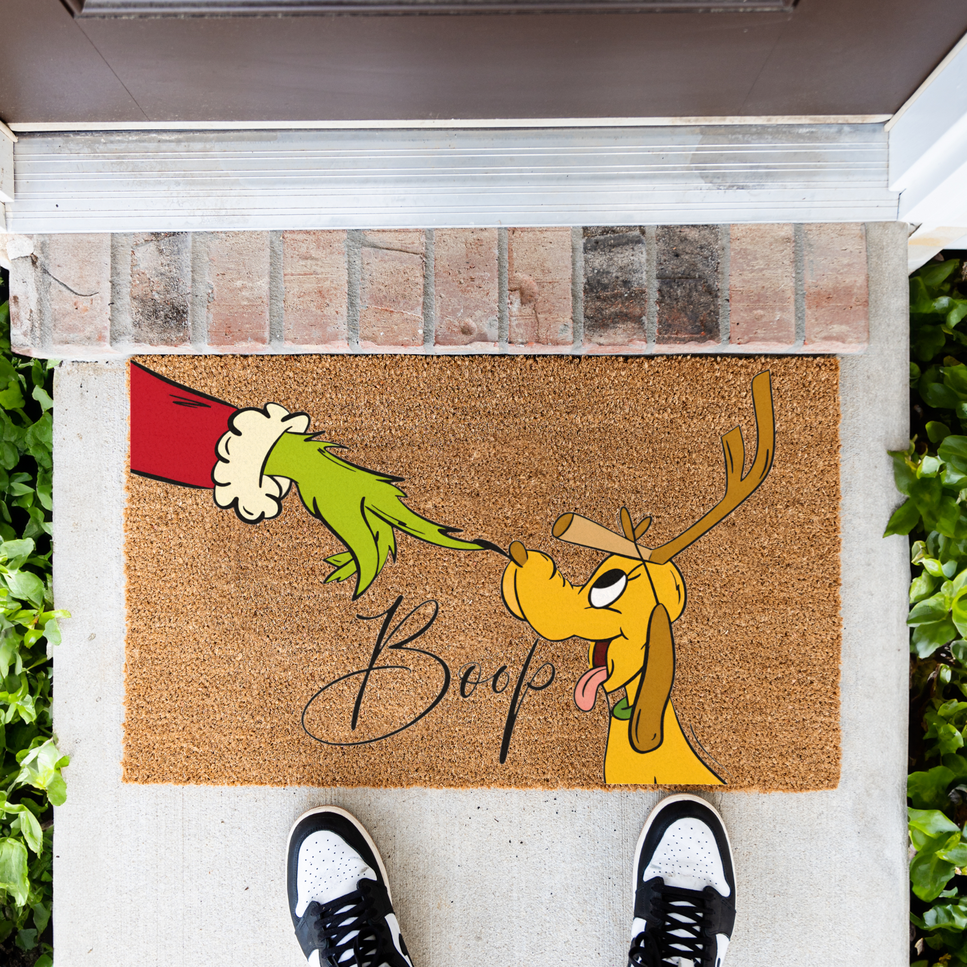 Christmas Doormat, Funny Holiday Welcome Mat, Grinch Inspired Entryway Rug, Indoor Outdoor Decor