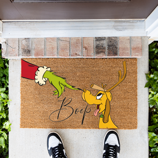 Christmas Doormat, Funny Holiday Welcome Mat, Grinch Inspired Entryway Rug, Indoor Outdoor Decor