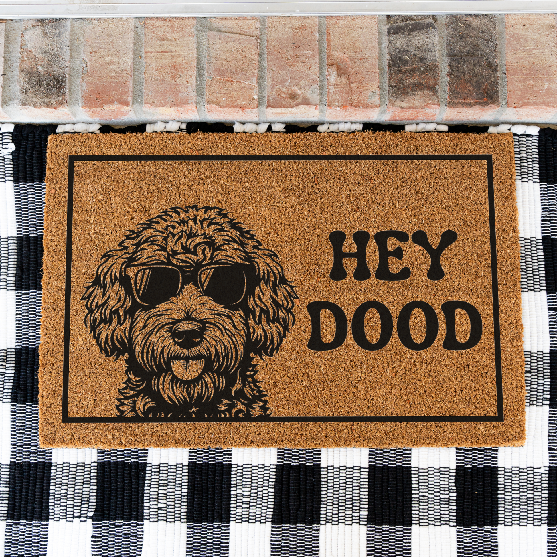 Hey Dood Funny Welcome Dog Doormat, Non-Slip Entrance Rug, Indoor Outdoor Mat, Home Decoration, Funny Dog Gift Decor Doormat