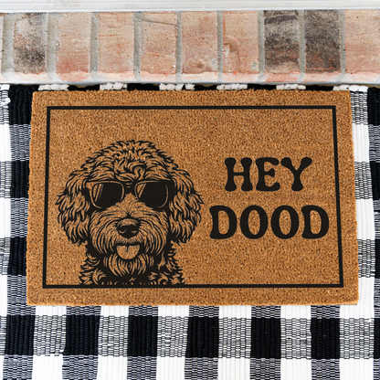 Hey Dood Funny Welcome Dog Doormat, Non-Slip Entrance Rug, Indoor Outdoor Mat, Home Decoration, Funny Dog Gift Decor Doormat