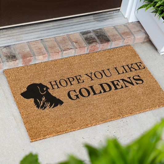 Golden Retriever Doormat, Hope You Like Goldens Welcome Mat, Golden Retriever Gift, Dog Lover Door Mat, Funny Dog Home Decor, Golden Gift