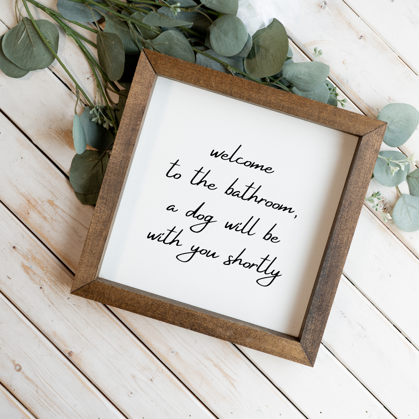 Welcome To The Bathroom Wood Framed Wall Art