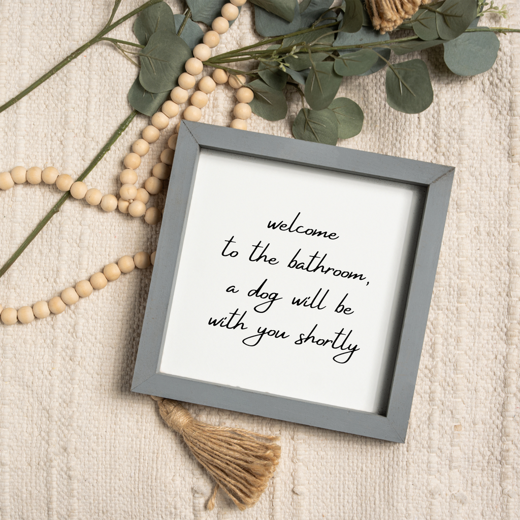 Welcome To The Bathroom Wood Framed Wall Art