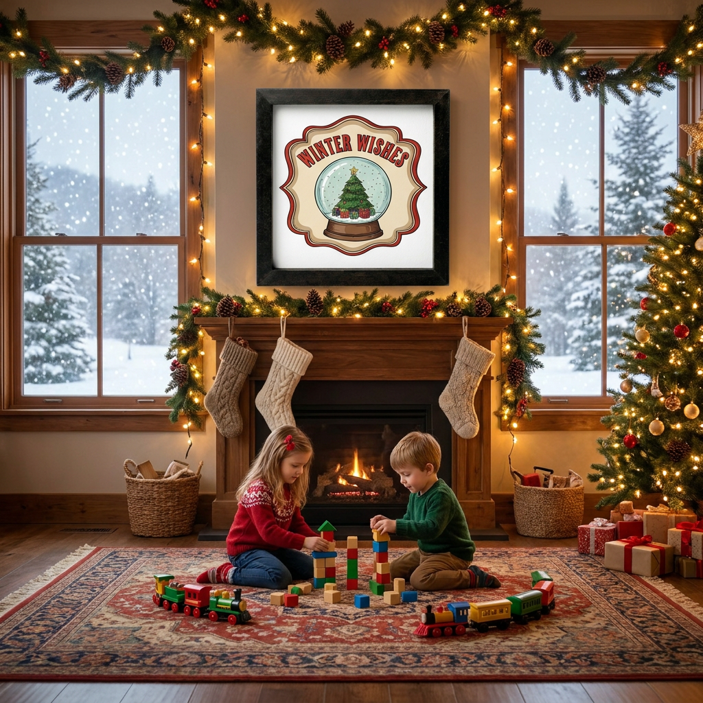 Winter Wishes - 1:1 Wooden Framed Decor - Rustic Charm - Perfect Holiday Gift