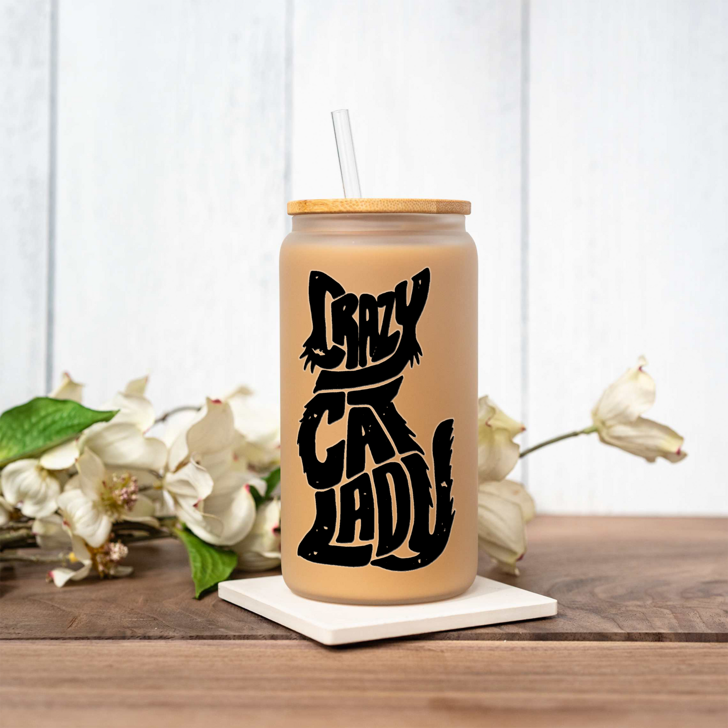 Crazy Cat Lady Glass Cup