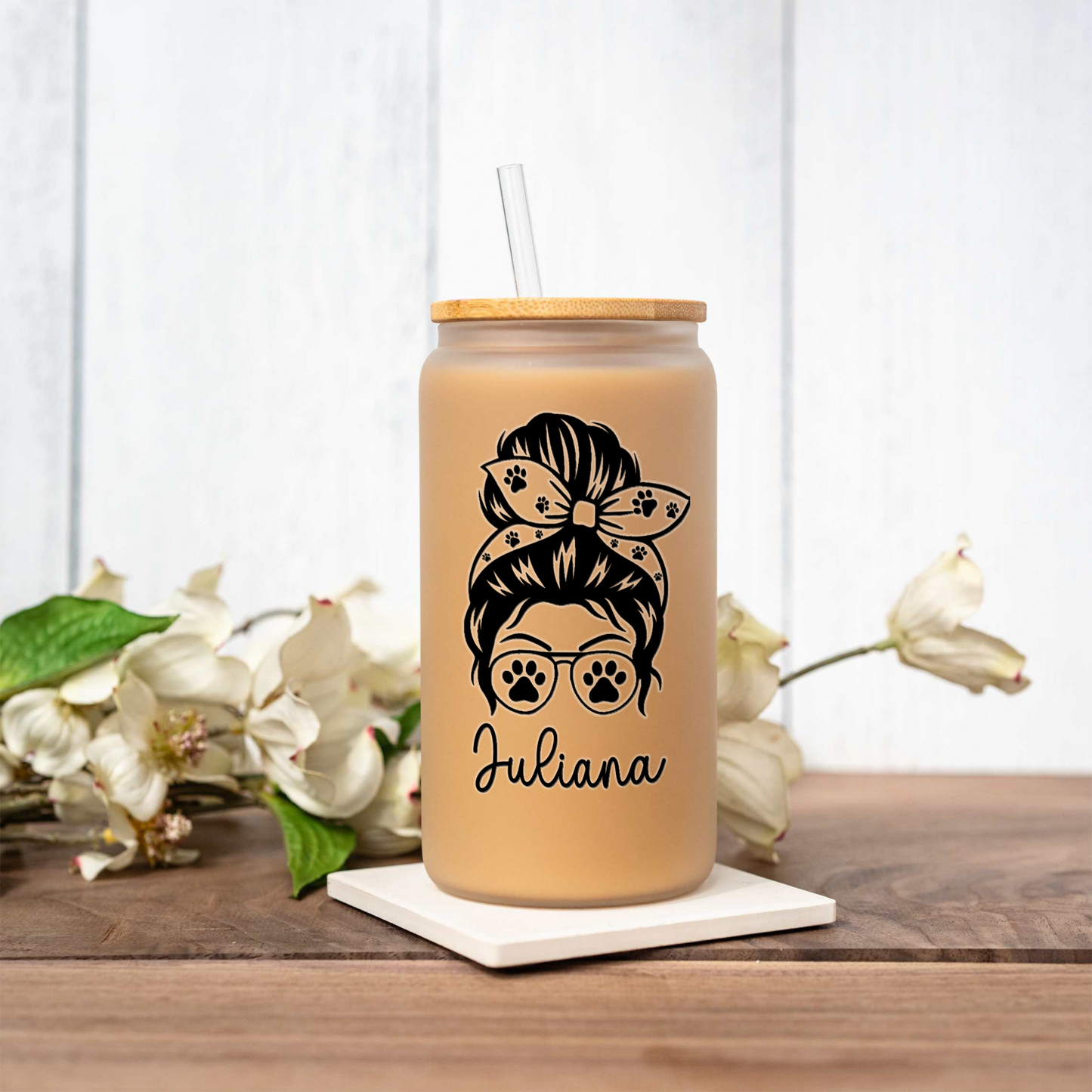 Personalized Dog Mom Glass Can