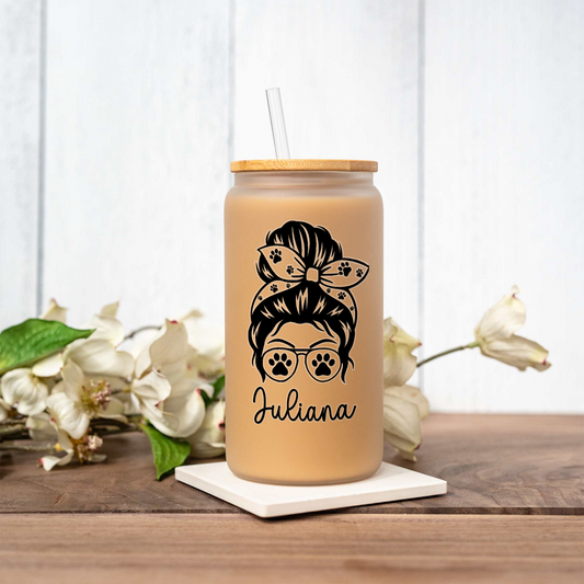 Personalized Dog Mom Glass Can