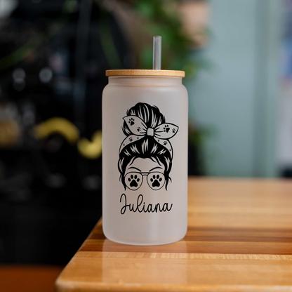 Personalized Dog Mom Glass Can