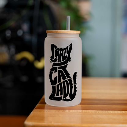 Crazy Cat Lady Glass Cup