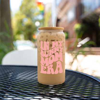 Bunny Mom Iced Coffee Cup with Bamboo Lid & Straw
