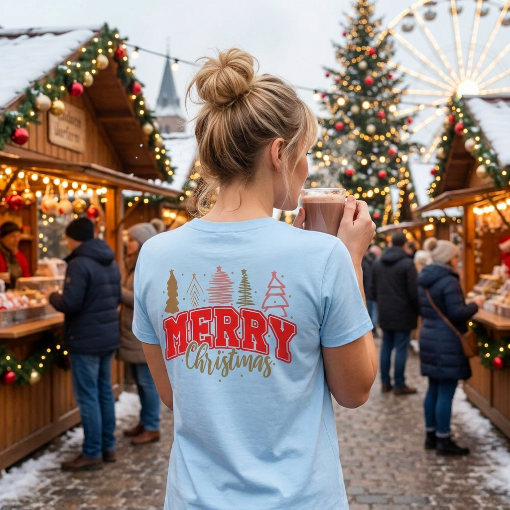 MERRY Christmas - Women's Heavy Cotton T-Shirt - Festive Holiday Apparel - Perfect Gift