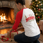 MERRY Christmas - Unisex Heavy Cotton™ Raglan Tee - Festive Holiday Apparel