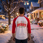 MERRY Christmas - Unisex Heavy Cotton™ Raglan Tee - Festive Holiday Apparel