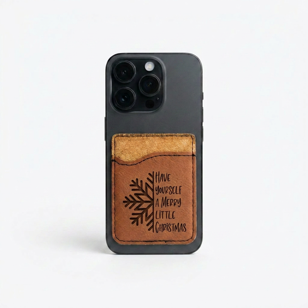 Have Yourself A Merry Little Christmas - Leather Phone Wallet - Custom Engraved Gift