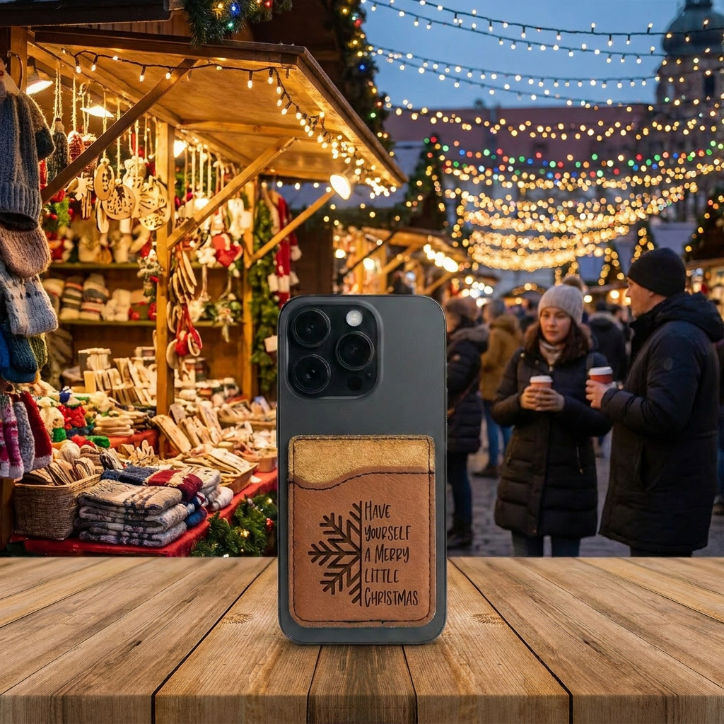 Have Yourself A Merry Little Christmas - Leather Phone Wallet - Custom Engraved Gift