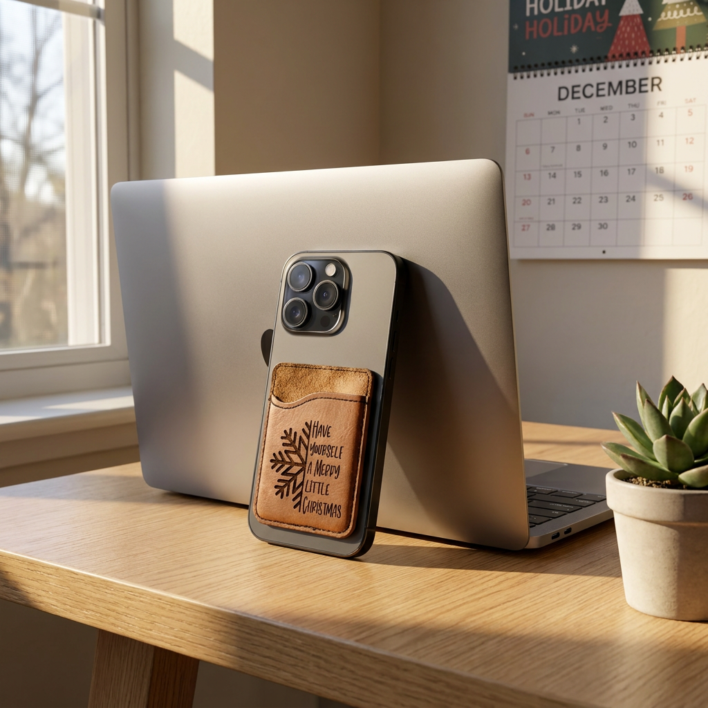 Have Yourself A Merry Little Christmas - Leather Phone Wallet - Custom Engraved Gift