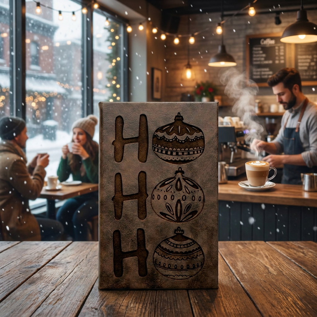 Ho Ho Ho - Leather Journal with Engraving - Perfect Holiday Gift