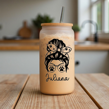 Personalized Dog Mom Glass Can