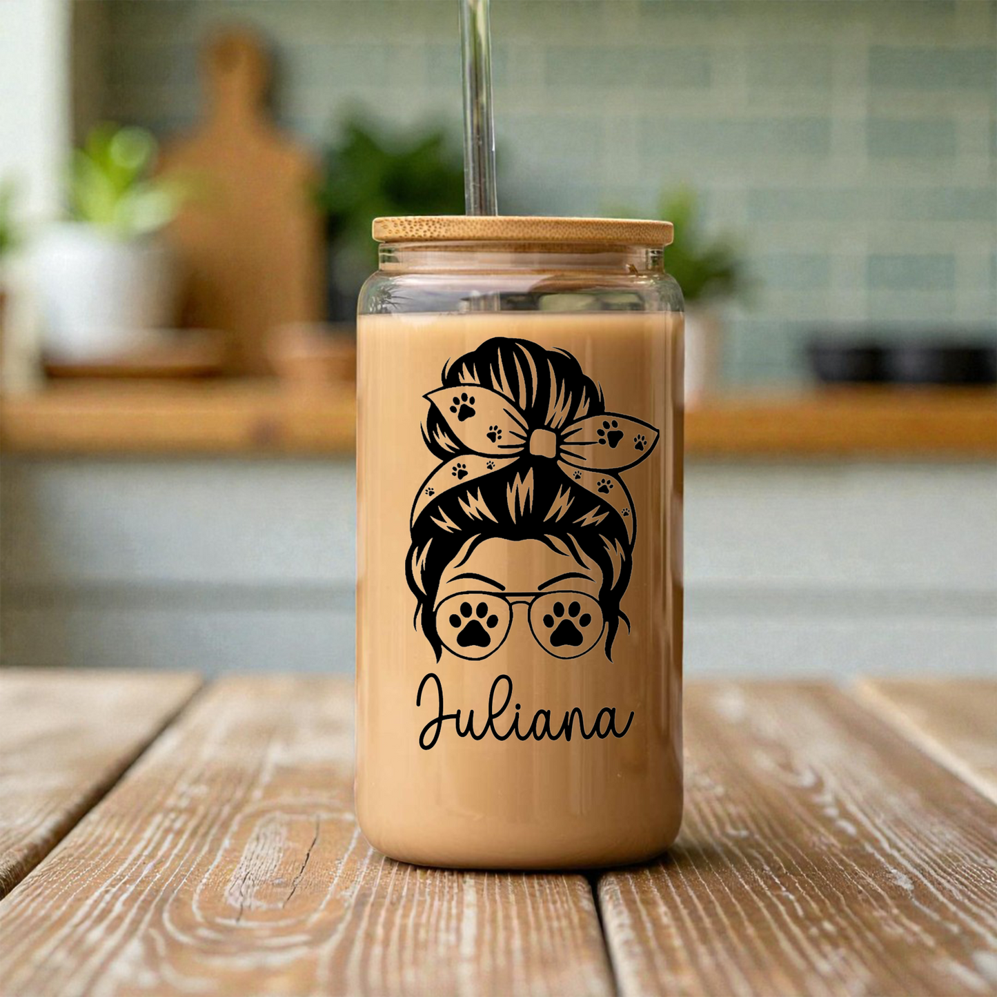 Personalized Dog Mom Glass Can