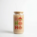Ho Ho Ho - 16oz Glass Coffee Can - Festive Christmas Decor - Perfect Holiday Gift