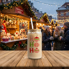 Ho Ho Ho - 16oz Glass Coffee Can - Festive Christmas Decor - Perfect Holiday Gift