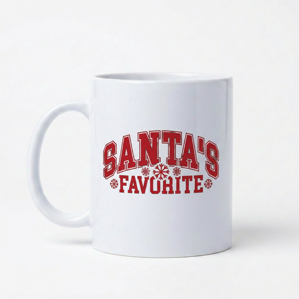 Santa's Favorite - Coffee Mug with Festive Design - Perfect for Holiday Cheer