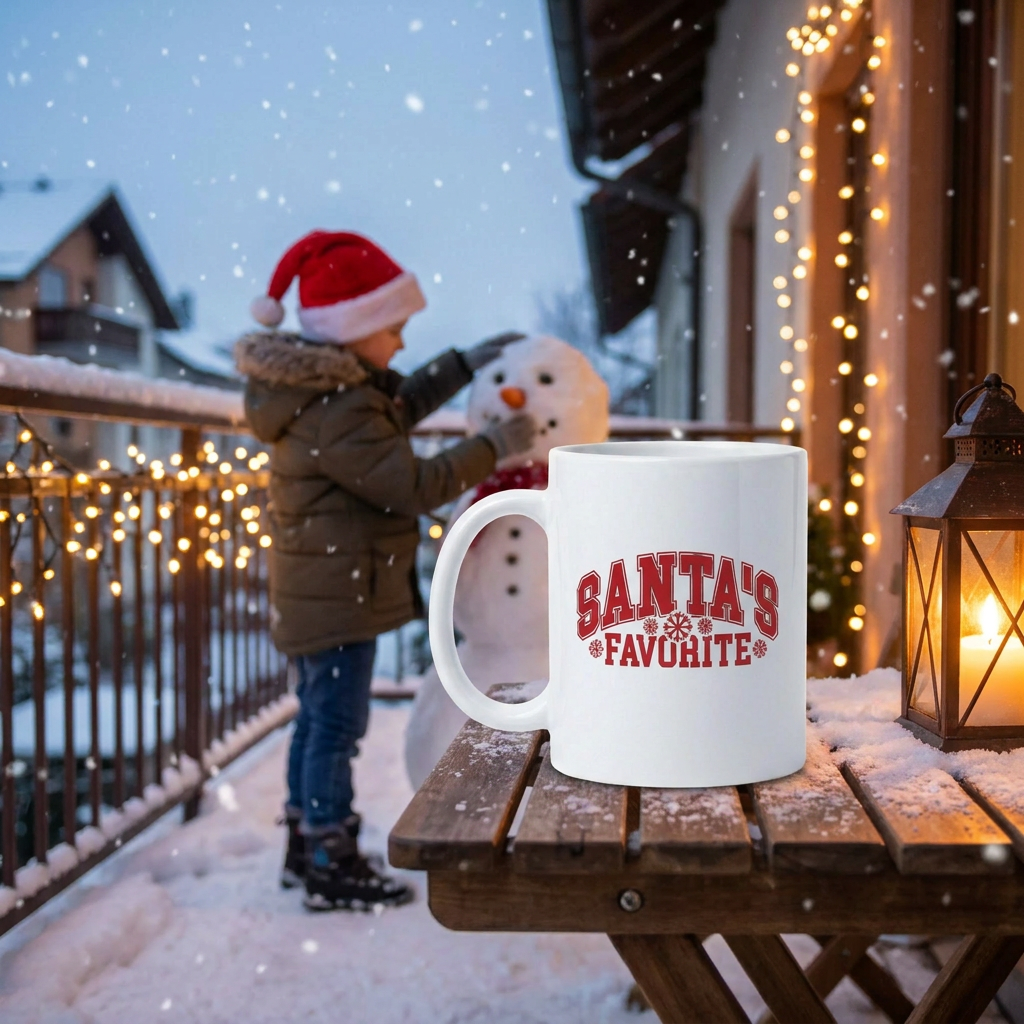 Santa's Favorite - Coffee Mug with Festive Design - Perfect for Holiday Cheer