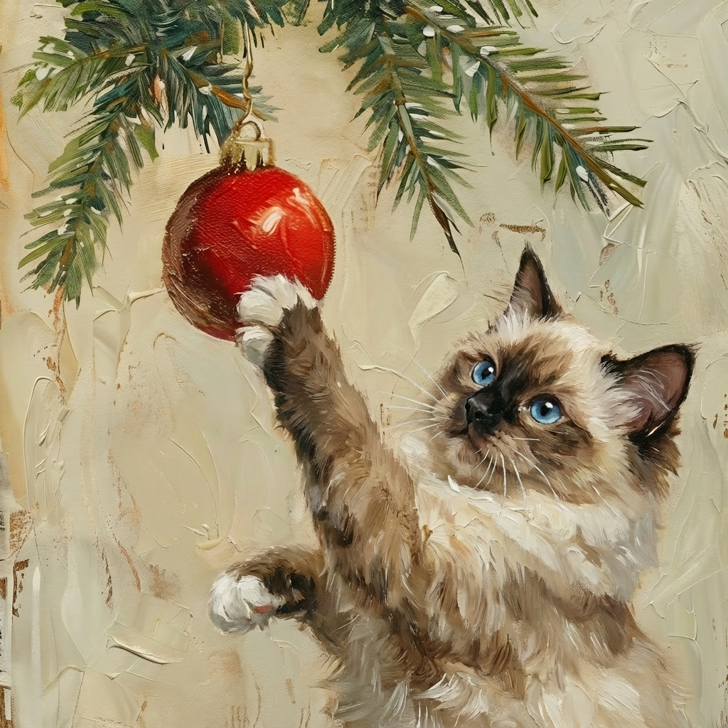 Christmas Cat Framed Wall Art